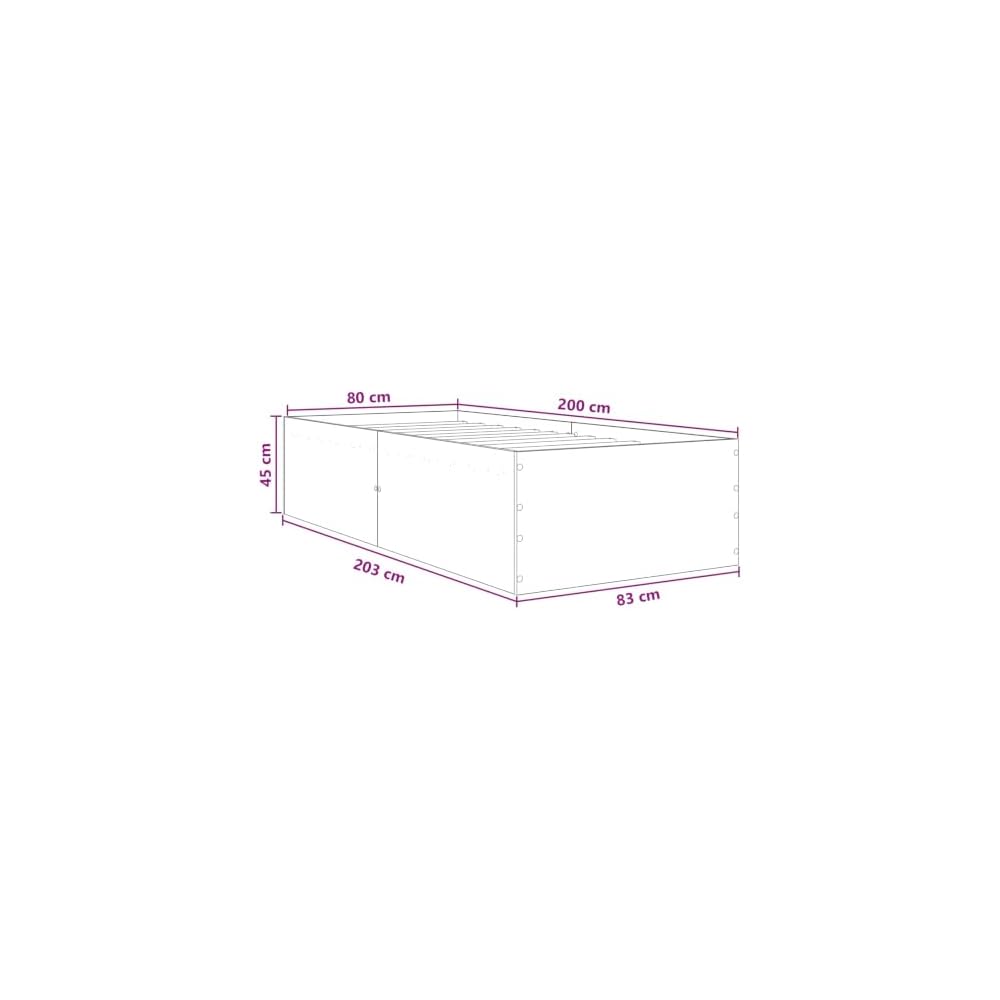 Cadre de lit de sol en chêne - 80 x 200 cm - Design moderne - Base stable pour matelas - Polyvalent - Convient pour la chambre à coucher - Durable - Facile à entretenir - Charge maximale
