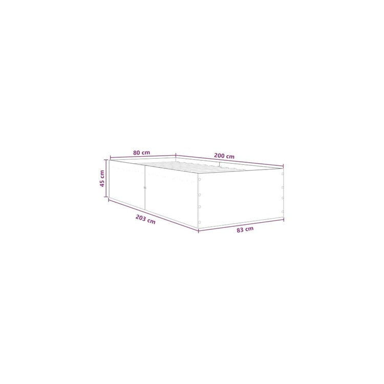 Cadre de lit de sol en chêne - 80 x 200 cm - Design moderne - Base stable pour matelas - Polyvalent - Convient pour la chambre à coucher - Durable - Facile à entretenir - Charge maximale