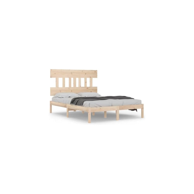Cadre de lit sans Matelas 150x200 cm Bois Massif pin sommier Naturel Cadre Bois Robuste Tete de lit Rustique Chambre a Coucher Design