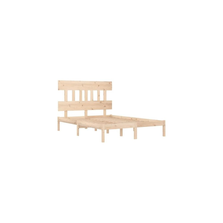Cadre de lit sans Matelas 150x200 cm Bois Massif pin sommier Naturel Cadre Bois Robuste Tete de lit Rustique Chambre a Coucher Design
