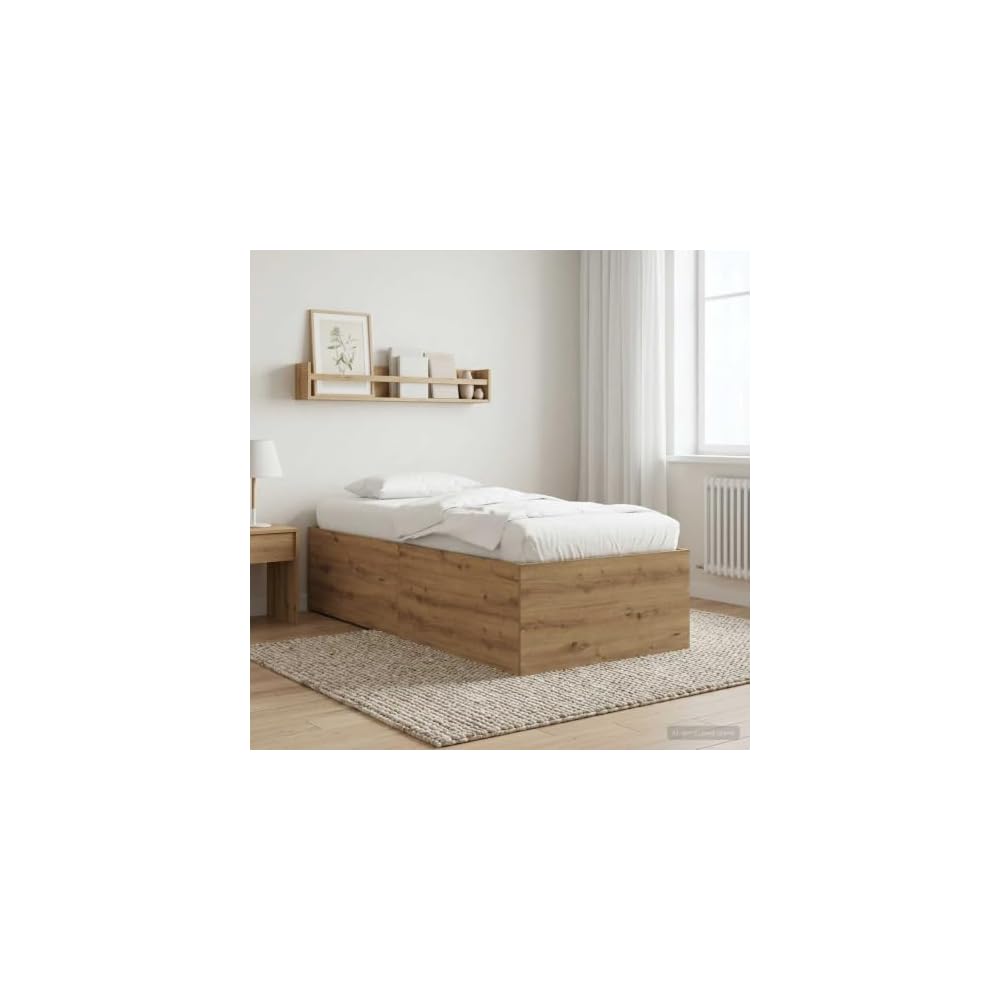 Cadre de lit de sol en chêne - 80 x 200 cm - Design moderne - Base stable pour matelas - Polyvalent - Convient pour la chambre à coucher - Durable - Facile à entretenir - Charge maximale