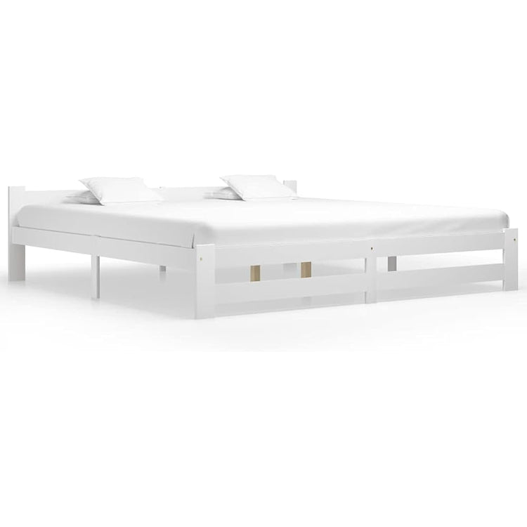 Homgoday Cadre de lit en bois massif de pin blanc 200 x 200 cm, cadre lit, cadre de lit, lit moderne, lit double, lit avec lattes