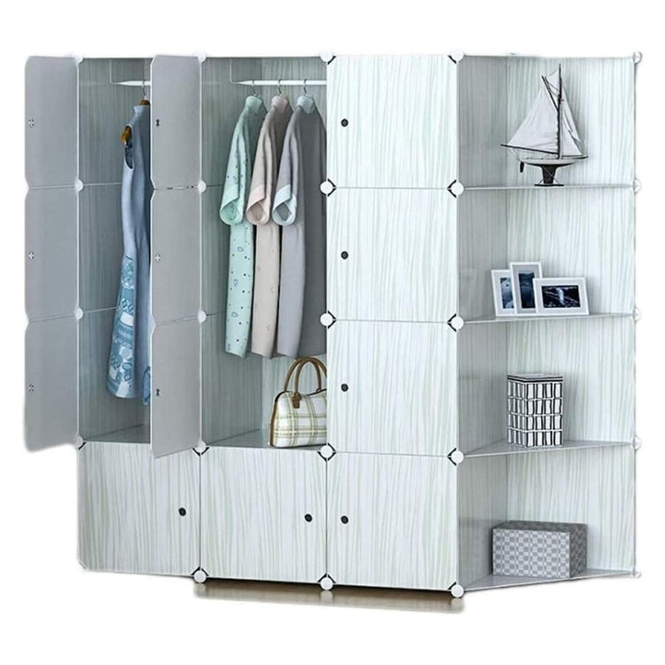 ZAW Kleiderschrank Tragbare Garderobe for hängende Kleidung Kombination Armoire Modular Kabinett for platzsparende Speicher-Organisator Cube Für Faltschrank Schrank (Color : A)