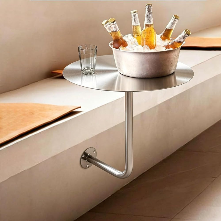 Table de Bar de pub Murale en Forme de L,Table d'appoint de canapé,Tables de Cocktail en Acier Inoxydable pour café Maison,Salle à Manger,pub,Restaurant,Salle à Manger Commerciale(50x50x45cm)