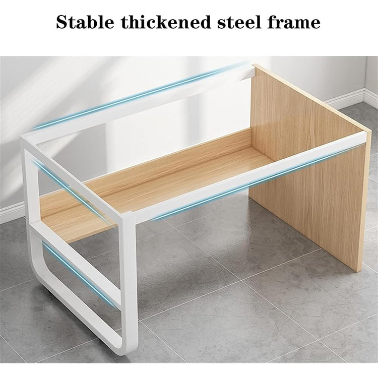 Bureau debout réglable avec 3 tiroirs et étagères de rangement, bureau moderne multifonctionnel pour poste de travail informatique et espace d'étude, gris (100 x 48 x 75 cm)