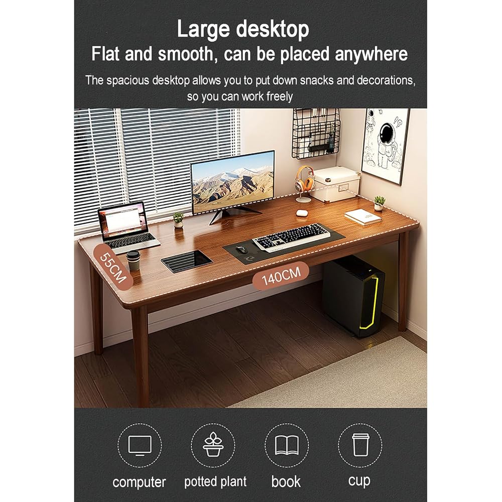 YSYJ Bureau d'ordinateur Simple, Compact et Robuste, Poste de Travail avec Pieds en Bois Massif, pour Petit Espace, Chambre à Coucher(120x55x75cm(47x21x29in), A)